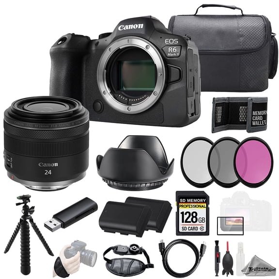 Canon EOS R6 II Camera   RF 24mm f/1.8 Macro IS STM Lens 128GB   Ext Bat  3 PC Filter- Kit (International Version)
