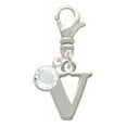 thumbnail image 2 of Delight Jewelry Silvertone Large Initial - V - - Silvertone Clip on Charm with Clear Crystal Drop, 2 of 5