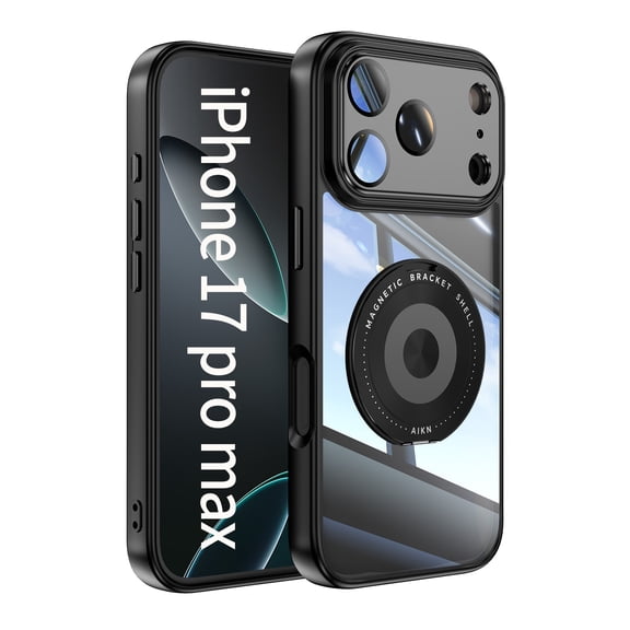 TECH CIRCLE for iPhone 13 Pro Max Hybrid Magnetic Case with 360° Ring Kickstand [Hard Transparent Back] Support Magnetic Car Mount [Shock Absorption] Protection Clear Cover,Black