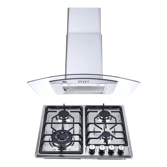 Combo Parrilla Gas 4 Quemadores Y Campana 60 Cm AROL