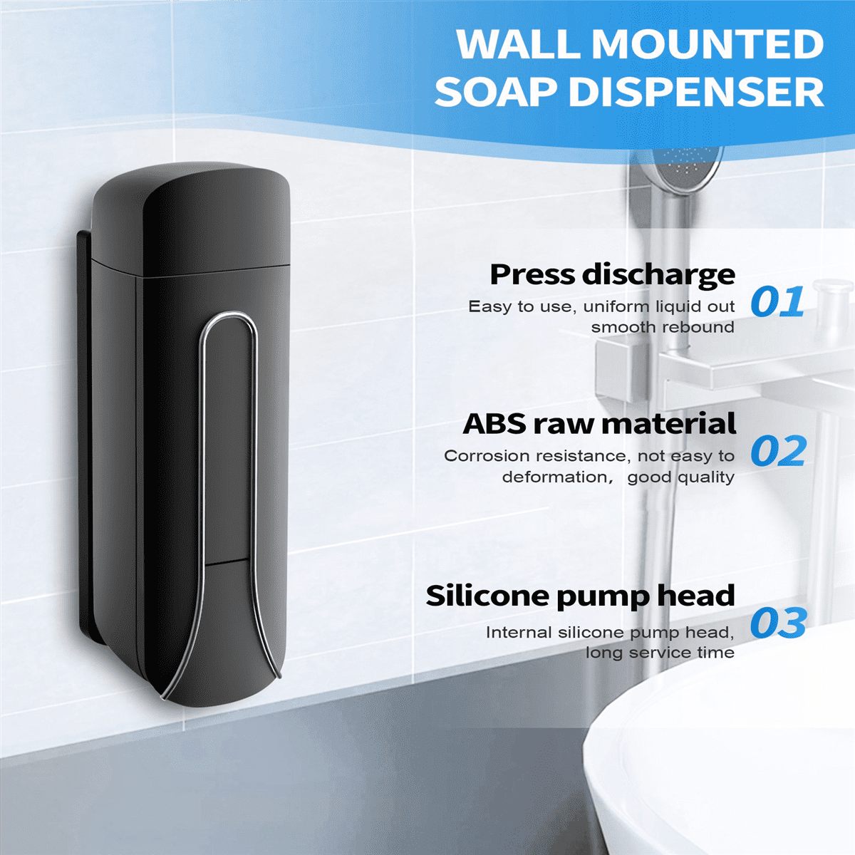 4Pcs Wall Mounted Bathroom Plastic Liquid Soap Dispenser 350Ml Shower Gel Detergent Shampoo Bottle for Kitchen Hotel