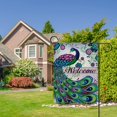 thumbnail image 5 of Welcome Spring Summer Peacock Decorative Garden Flag, Daisy Pansy Flower Green Yard Outside Home Decorations, Seasonal Burlap Outdoor Small Decor Double Sided 12 x 18, 5 of 6