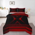 thumbnail image 2 of jejeloiu Modern Geometric X Pattern Queen Comforter Set For Boys,Neon Red Black Bedding Comforter Set For Kids,Reversible,3pcs, 2 of 8