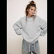 thumbnail image 4 of Sudadera de Gran Tamaño para Mujer, Estilo Informal, Cuello Redondo, Larga, Cómoda. Gris XL, 4 of 10