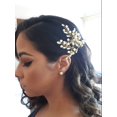 thumbnail image 4 of Bride Rhinestone Wedding Hair Pins Pearl Crystal Hair Piece Bridal Hair Accessories for Women (Pack of 3) HP182 (2-Gold), 4 of 4