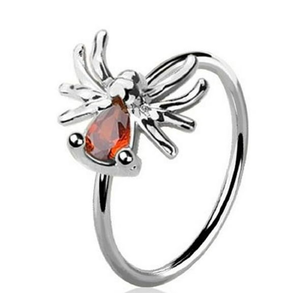 Body Accentz Nose Ring Hoop 316L surgical steel CZ spider