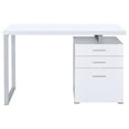 thumbnail image 3 of Pemberly Row Bureau Moderne en Bois à 3 Tiroirs Blanc et Argent, 3 of 11