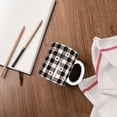 thumbnail image 4 of Yiaed Black Plaid Heart Print Ceramics Coffee,Large Handle Design,Extra Large Tea and Coffee Cup for Office and Home Mugs, 4 of 6