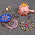 thumbnail image 4 of 2 piezas de cojín de aislamiento de corcho de cerámica mantel de cocina para el hogar con almohadilla redonda de eslinga posavasos creativo (púrpura + azul) diámetro 16cm JAMW Sencillez, 4 of 5