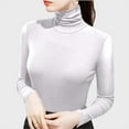 thumbnail image 3 of qucoqpe Women's 2025 Fall Winter Fashion Casual Solid High Neck Long Sleeve Stretchy Slim Knitted Sweater Pullover Tops, 3 of 5