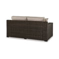 thumbnail image 5 of Waga 71 Inch Outdoor Loveseat- 2 Throw Pillows- Brown Resin Wicker- Beige, 5 of 8