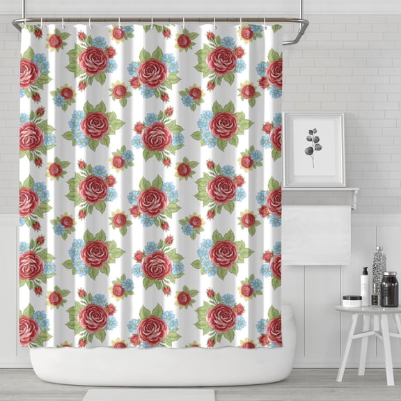 Pioneer Flower Floral Print Pattern Shower Curtain 84"x72", Bathroom Decorative Shower Curtain Set with 12 Hooks, Waterproof Washable