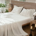 thumbnail image 5 of MooMee 100% Washed Cotton Sheet Set King Linen Like Textured Breathable Durable Soft Comfy 4pcs (Off White), 5 of 6