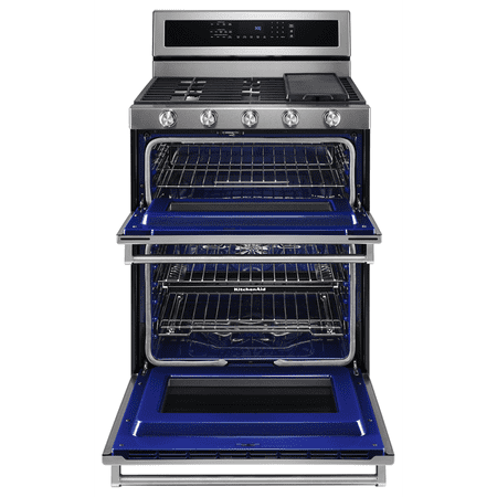 KitchenAid - 6.7 Cu. Ft. Self-Cleaning Freestanding Double Oven Dual Fuel Convection Range - Stainless Steel