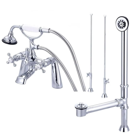 Mason Hill Collection Clawfoot Tub Rim Mount English Telephone Faucet with Handshower Complete Set