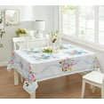 thumbnail image 2 of Newbridge Cottage Rose Pink and Blue Flowers Stripe Border 60 x 84 inch Rectangle Fabric Tablecloth, 2 of 9