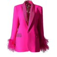 thumbnail image 1 of Women's Long Sleeve Open Front Blazer Coats Work Office Jacket Pink, 1 of 4