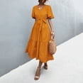 thumbnail image 5 of Bigersell Womens Maxi Dresses Fashion Women Summer Printed Short Sleeve V-Neck Ruffle Casual Casual Dress Summer Dresses for Female 2022 Casual Women's Plus Maxi Dresses, Style 35131, Yellow S, 5 of 5