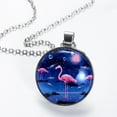 thumbnail image 2 of Flamingo Glass Design Circular Pendant Necklace - Elegant Jewelry for Women, 2 of 5