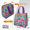 thumbnail image 3 of Pioneer Flower Floral Print Pattern Insulated Lunch Bag for Women & Adults,Large Portable Soft Cooler Lunch Bag,Thermal Food Storage Tote with Pearl Cotton,8.66L,8.75x5.75x9.5 Inch, 3 of 6