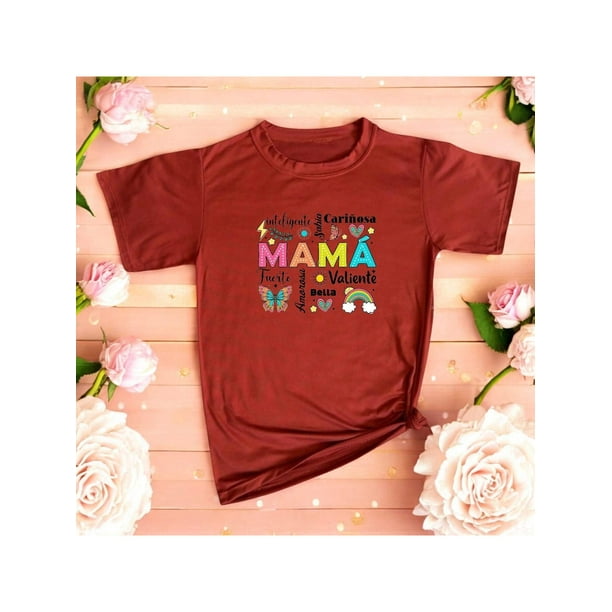 Playera Blusa Mujer Mama con Frases de Cariño Ropa Casual y Emotiva para Regalo del Día de la Madre Color Shedron Talla Extra Grande Marca Emil SaEs