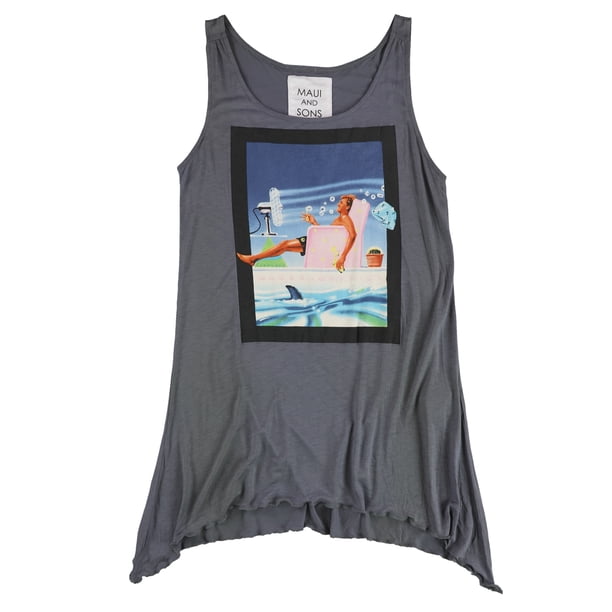 Maui & Sons Womens Man And Fan Tank Top charcoal M
