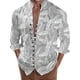 thumbnail image 1 of Camisas Para Hombre Manga Larga Camisa de manga larga con estampado 3D digital y cuello con botones sueltos para ocio en la playa para hombre (Grey, XXL), 1 of 4