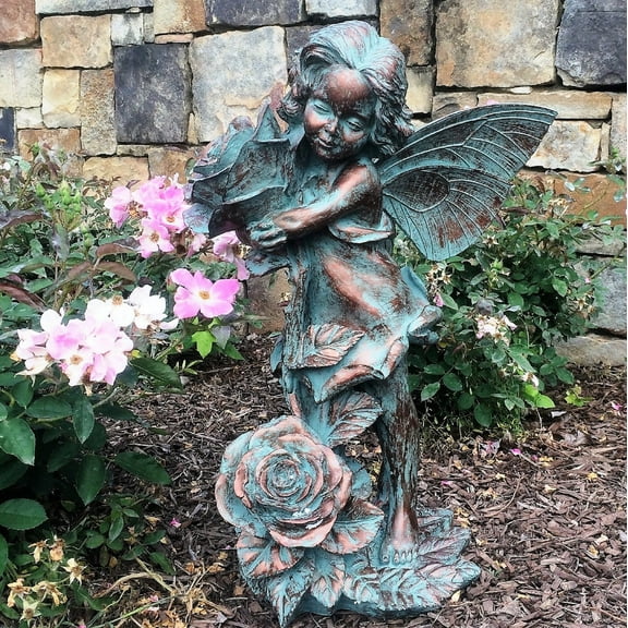 Homestyles 20"H Lilian Rose Fairy in Bronze Patina Home Patio & Garden Extra Large Statue
