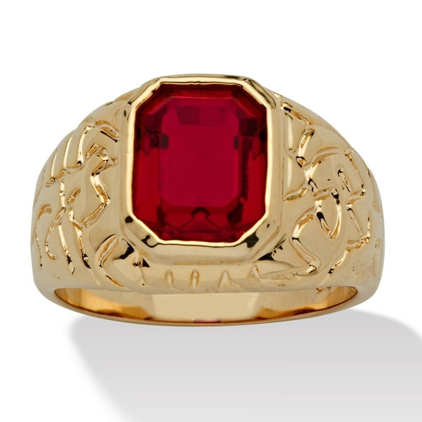 PalmBeach Jewelry - Men's Emerald-Cut Simulated Ruby Nugget-Style Ring ...