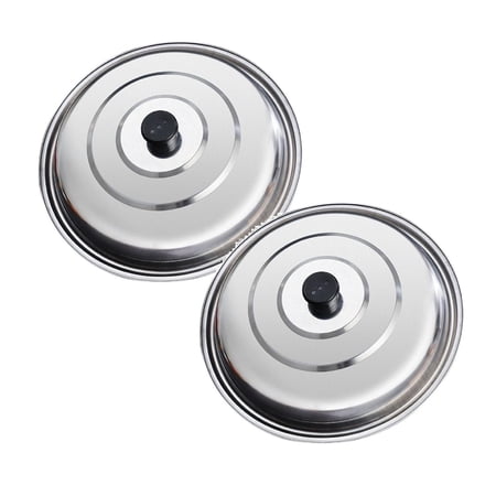ZFSBZBS 2Pcs Stainless Pot Lid Thickened Extra Large 12 Pot Lid Cast Iron Skillet Lid Cooking Pot Pan Frying Pan Cover Kitchen Cookware Accessories Dishwasher Safe Silver*2