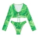 thumbnail image 4 of WILLBEST Bikini de Mujer, Traje de Baño, conjunto de Bikini para Mujer 2024, Blusa Estampada de Manga Larga, Cuello Bajo, Tirantes Finos, Cintura Abierta, Traje de Baño de Dos Piezas Ajustado, 4 of 7