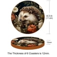 thumbnail image 3 of Hedgehog 6PCS Round Coasters Set, Microfiber Leather Drink Coasters, 11x11 cm/4.3x4.3 in, 3 of 6
