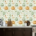 thumbnail image 5 of Peel and Stick Wallpaper Contact Paper watercolor green white pumpkins autumn leaves for Self Adhesive and Removable 17.7in x 118in, 5 of 8