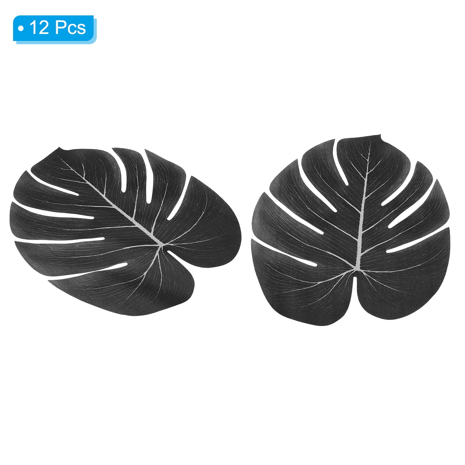 Unique Bargains Black Palm Leaves Artificial Palm Leaves Faux Fronds for Events 12Pcs