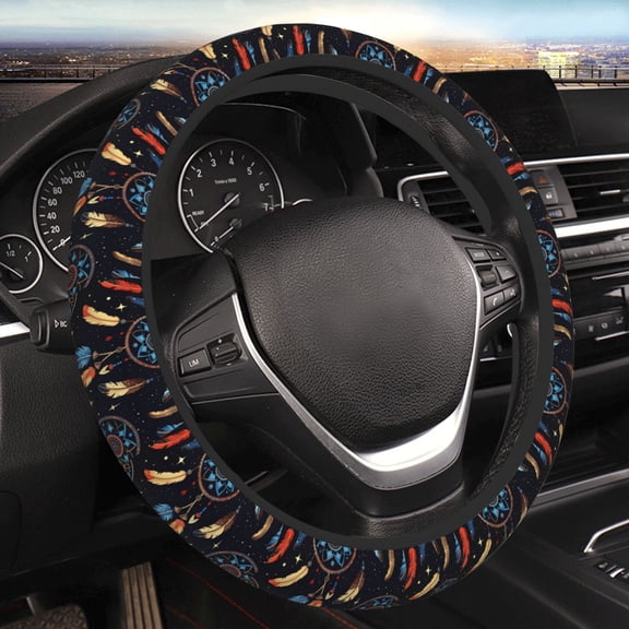 Steering Wheel Cover Anti-Slip Elastic Car Protective Universal 15 Inch Fit for Vehicles Auto SUVs , Tribal Dream Native American Indian Starry
