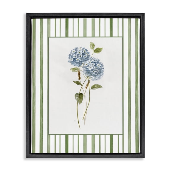 Stupell Industries Cottage Delicate Hydrangea & Dried Wheat Black Floating Frame Canvas Art, 17 x 21, by Nan