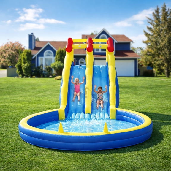 TRYSET 26FT Inflatable Water Slide Kids Bounce House Water Park w/Splash Pool & Blower, Backyard Outdoor Party