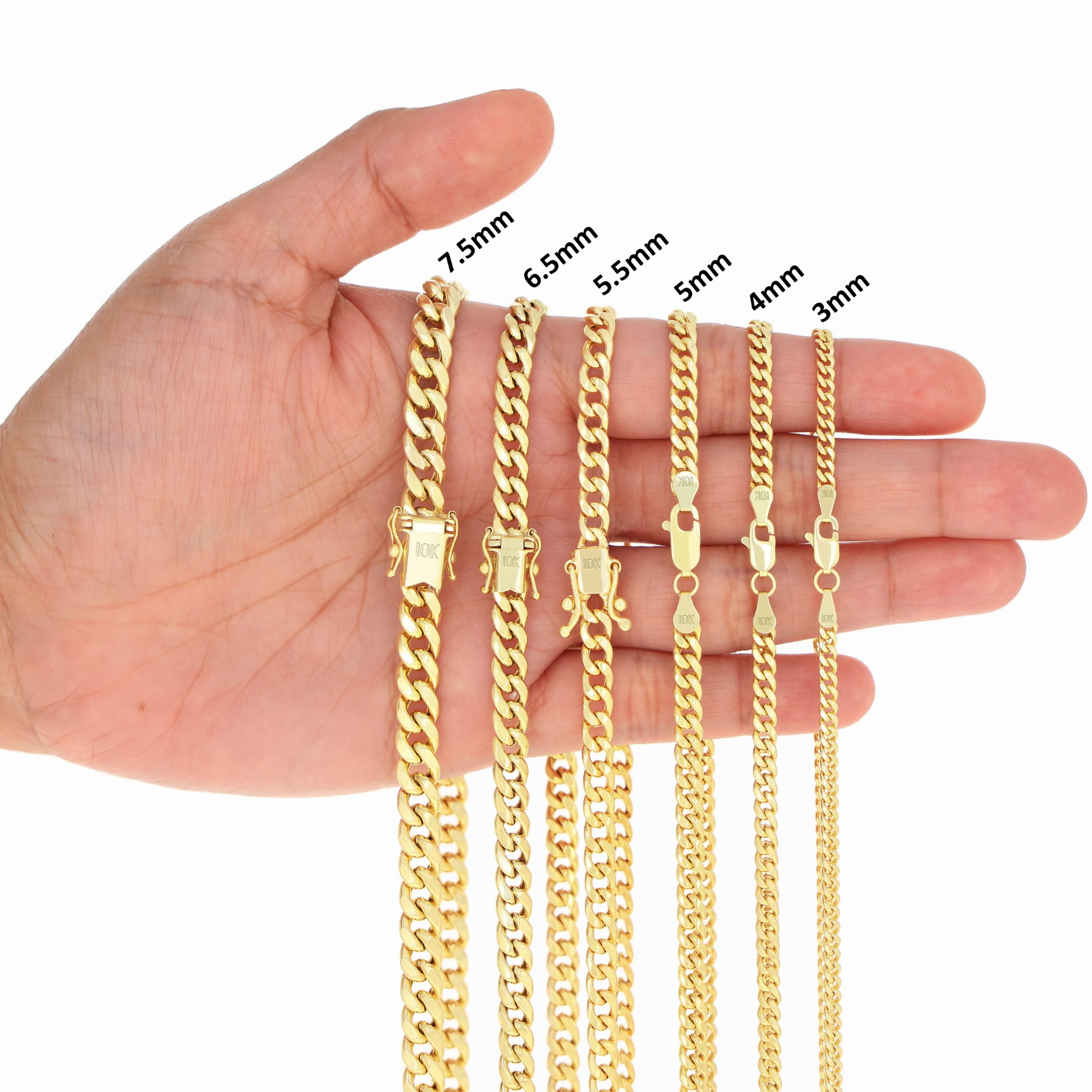 Nuragold 10K Real Yellow Gold Miami Cuban Link Chain Necklace 16"-30" (3mm-13mm) Italian Jewelry for Men & Women