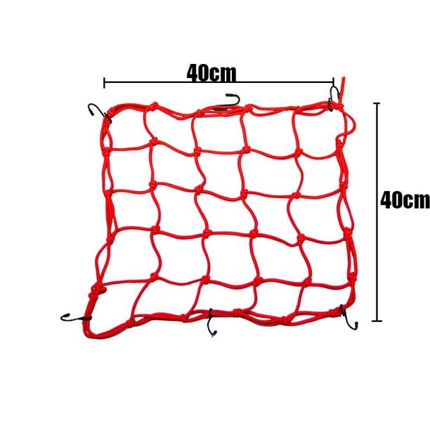 Red elástica para almacenamiento de motocicleta, red elástica para casco, tanque de equipaje, malla Web, accesorios de motocicleta, 5 colores, 6 ganchos, 40x40cm