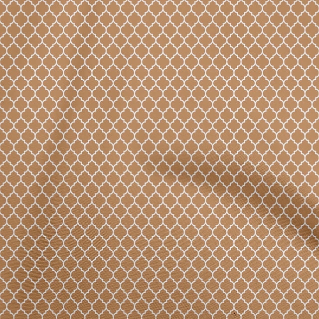 oneOone Polyester Spandex Brown Fabric Quatrefoil Craft Projects Decor Fabric Printed By The Yard 56 Inch Wide