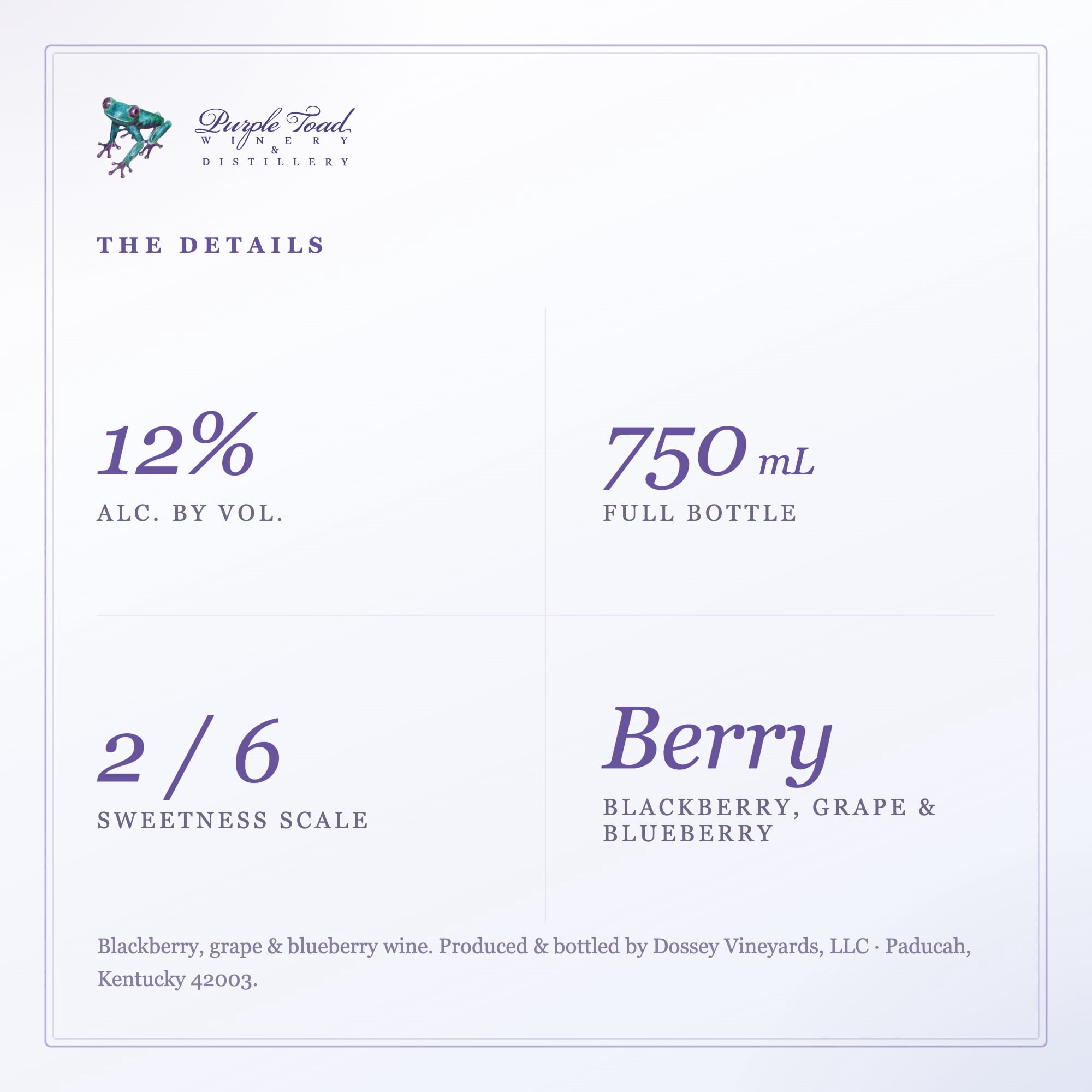 Purple Toad Killer B's Sweet Wine, 750 ml Bottle, 12% ABV