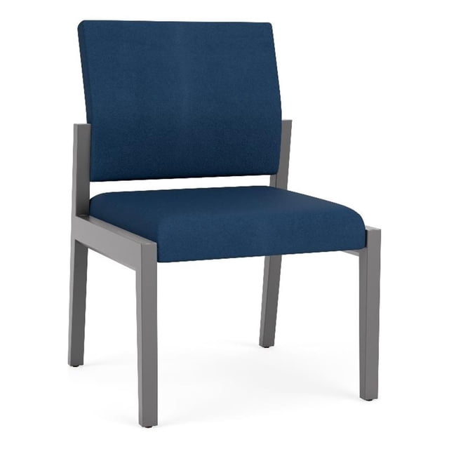Pemberly Row Waiting Reception Armless Guest Chair Wood Frame in Blue