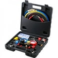 thumbnail image 1 of 4 Way AC Gauge - AC Manifold Gauge Set for R134A R22 R12 R502 Refrigerant, Gauges with 5ft Hoses, Couplers, Can Tap Works on Car Auto Charging and Evacuation, 1 of 6