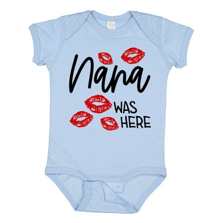 

Inktastic Nana Was Here Red Kisses Gift Baby Boy or Baby Girl Bodysuit