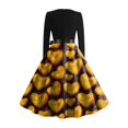thumbnail image 6 of 2026 Valentine Dress for Women Retro Long Sleeve V-Neck Cocktail Dresses with Belt 3D Love Heart Print A-Line Dress Gold 3XL, 6 of 6