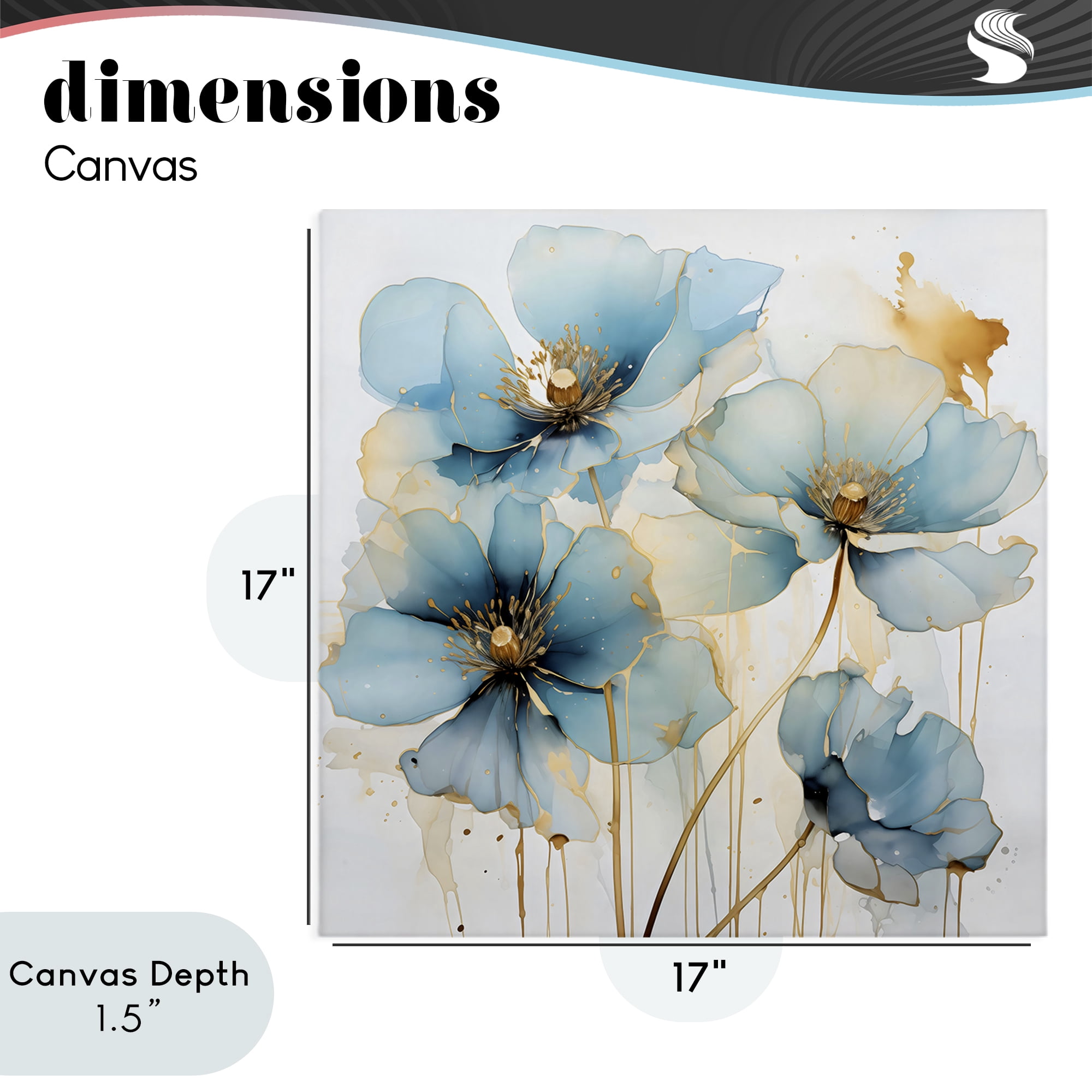Stupell Industries Sapphire and Gold Florals Canvas Wall Art, design by Creative Studio