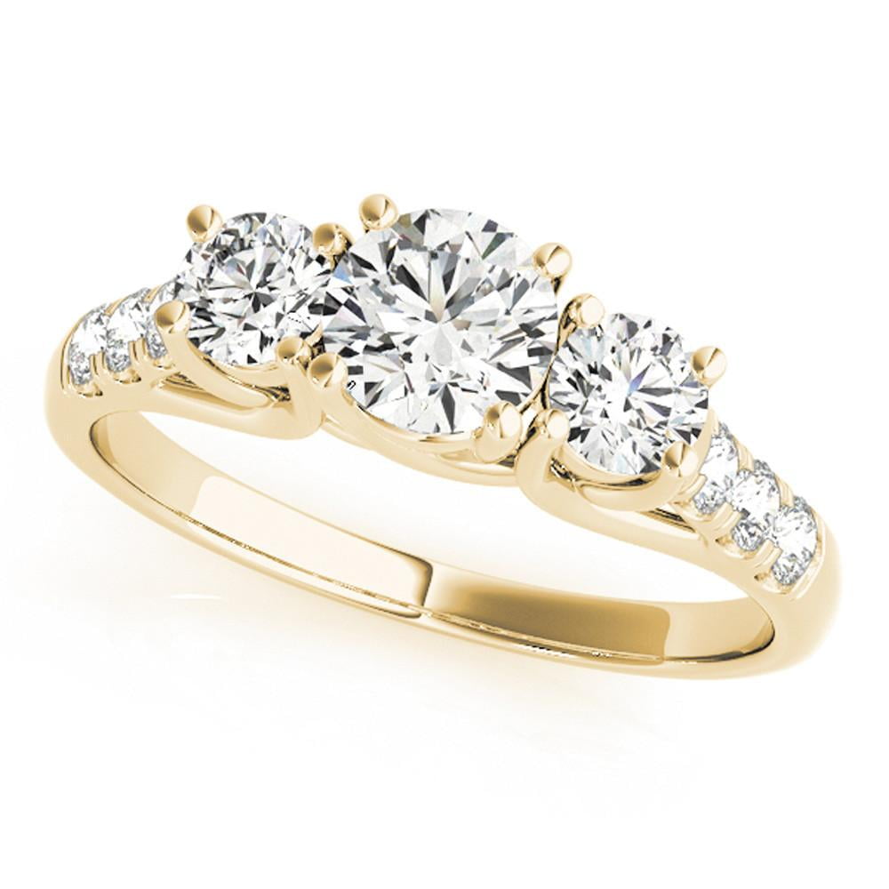 Jewelmore 14k Yellow Gold ThreeStone Engagement Ring 0.50 carat, IJ