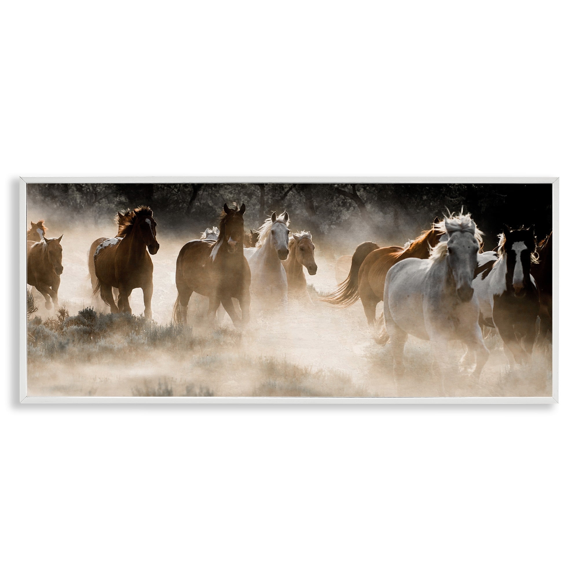 Stupell Industries Striking Horse Herd Galloping Rural Wildlife Photography Photograph White Framed Art Print Wall Art, Design by Danita Delimont