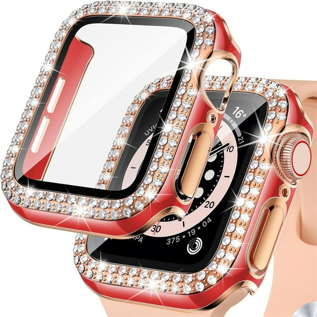 Étui Rigide en PC avec Protecteur d'Écran en Verre Trempé pour Apple Watch SE, Étui de Protection Intégrale pour iWatch 42 mm, Protecteur Bling à Diamants Compatible avec Séries 3 2/1 42 mm
