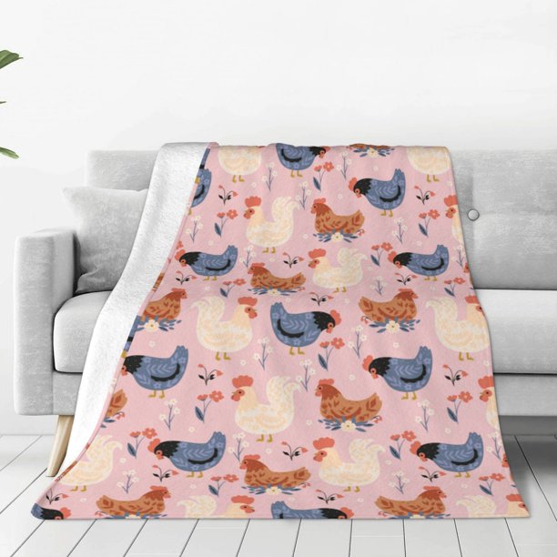 Balery Funny Chicken Manta de Felpa Suave y Acogedora – Cobija de Franela Aterciopelada para Cama, Lavable y Cálida para Sofá, Mascotas, Transpirable-60"x50"